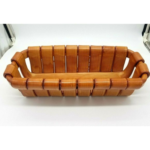 Italian Pottery Woven Glazed Bread Basket Brown Cardinal Inc Italy - Picture 2 of 5